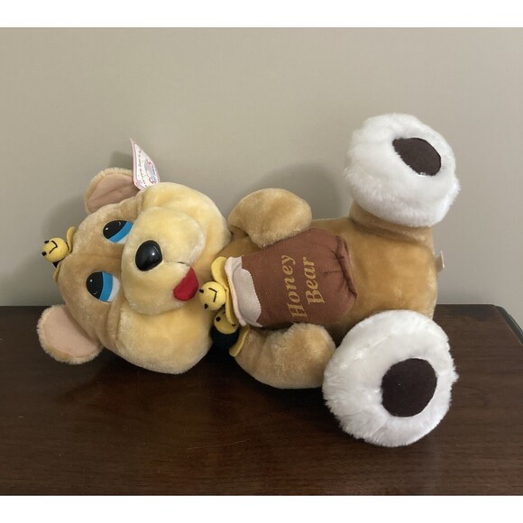 Vintage Soft Things Brooklyn Honey Bear Plush Bees Pot Tags Carnival 15" - Picture 7 of 13